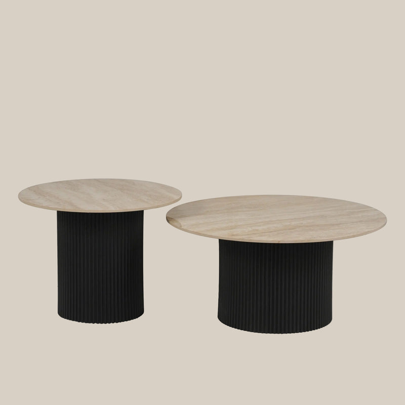 Wickham — Table basse en céramique travertin brillant en situation
