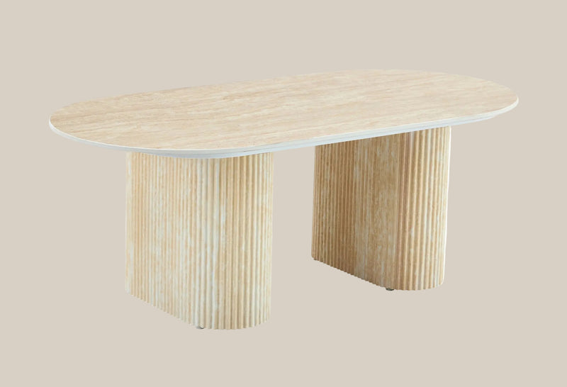 Cheswick — Table basse en céramique travertin mat en situation