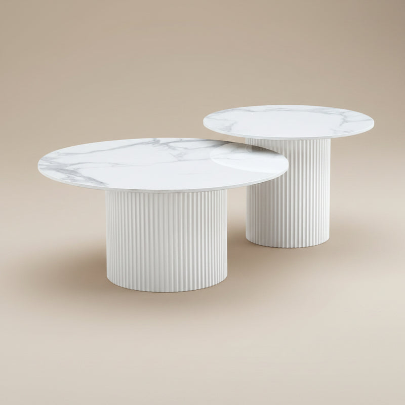 Bexley — Table basse en céramique marbre blanc en situation