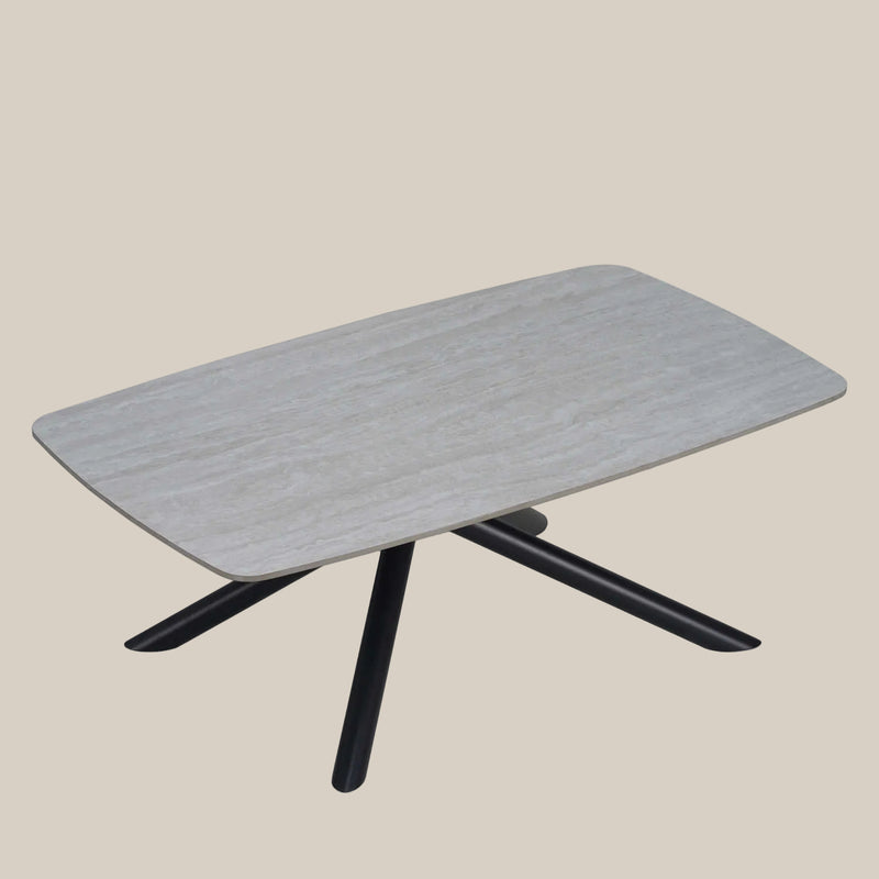 Ashgrove — Table basse en céramique travertin blanc en situation