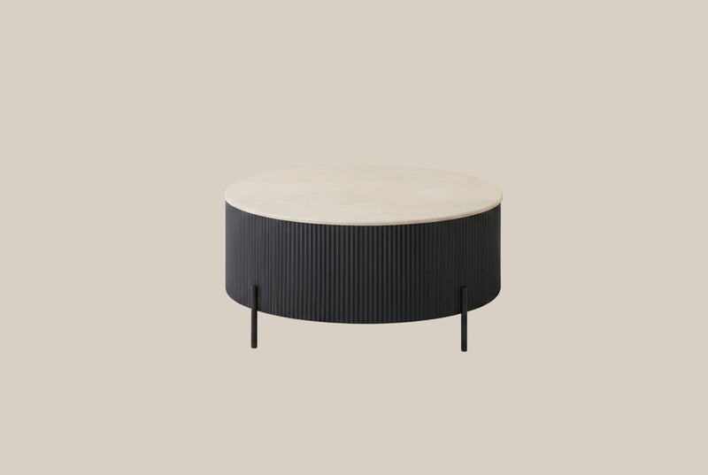 Selby — Table basse en céramique travertin en situation