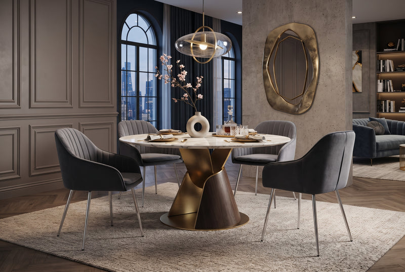 Hartley — Chaise avec accoudoirs en velours anthracite, piètement chromé en situation