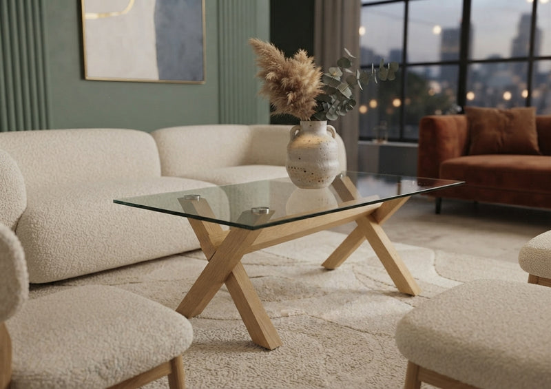 Norwood — Table basse en verre et bois