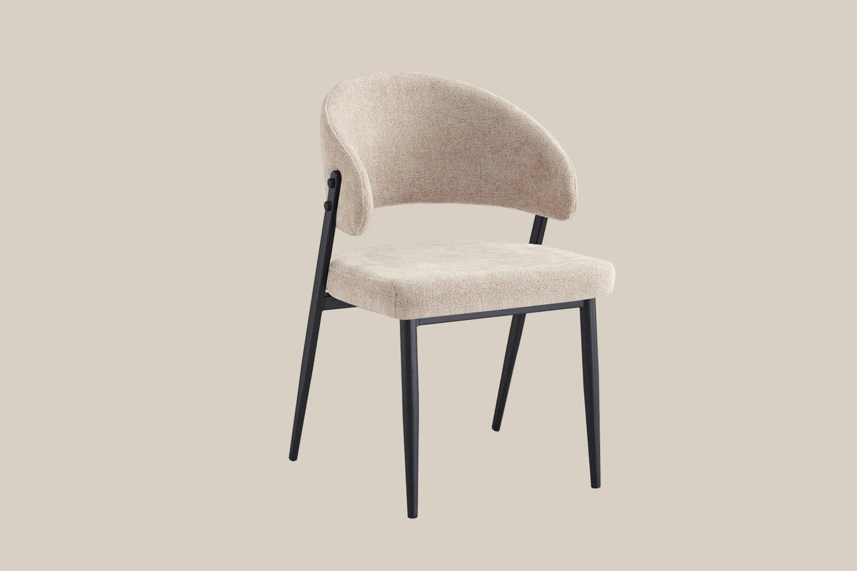 Chaise Ashford en tissu Marbella marron glacé, piètement métal noir, vue complémentaire