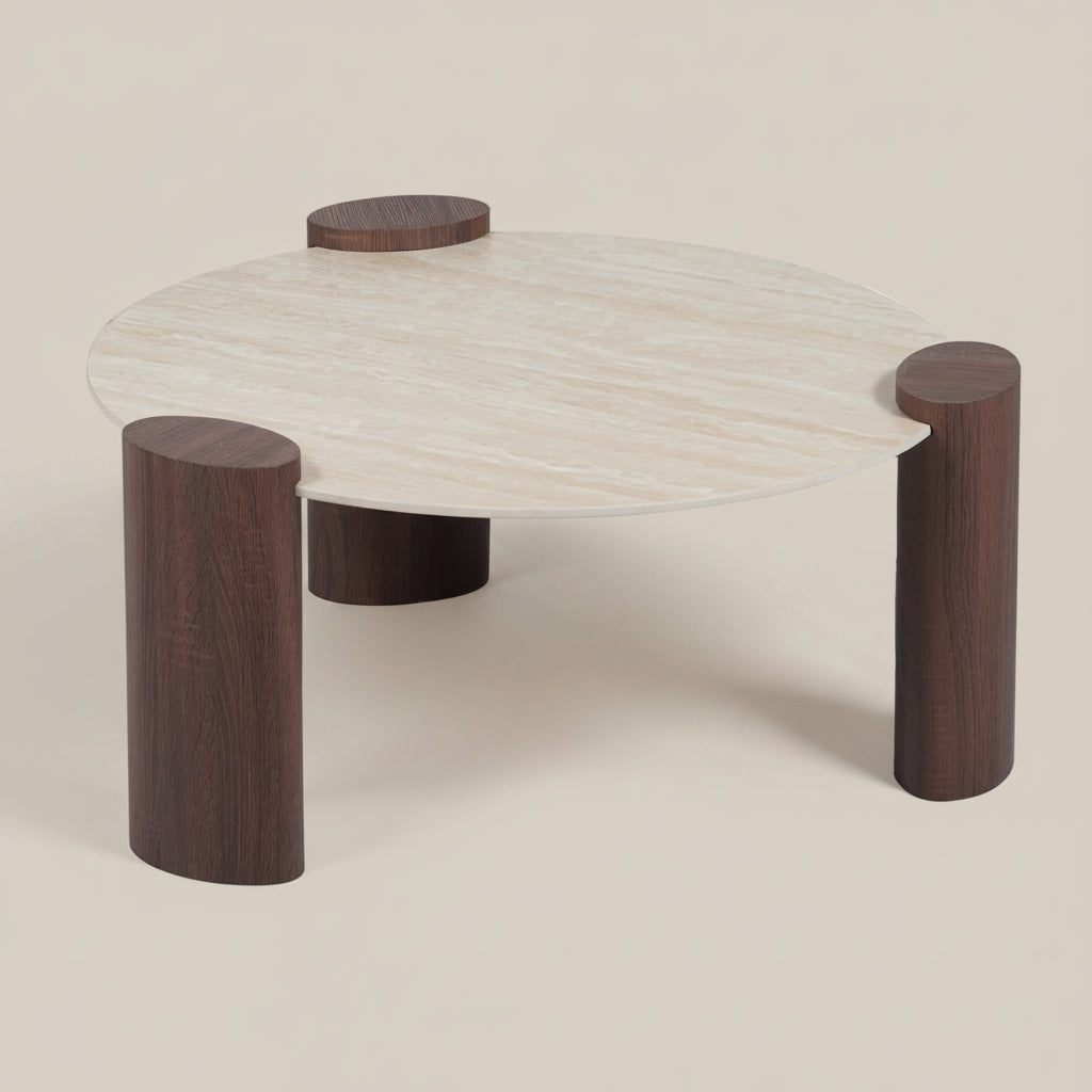 Ellery — Table basse en céramique travertin — vue 1