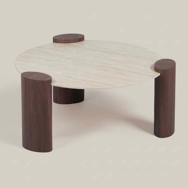 Ellery — Table basse en céramique travertin en situation