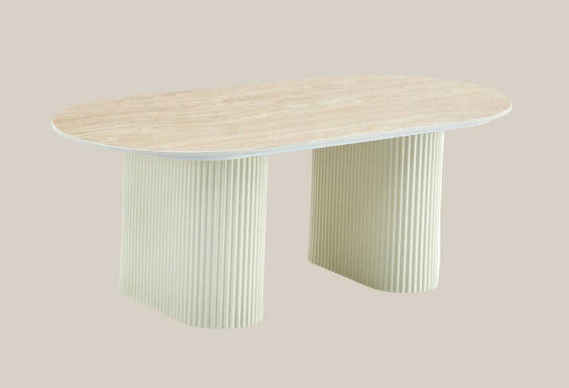 Norrell — Table basse en céramique travertin mat en situation