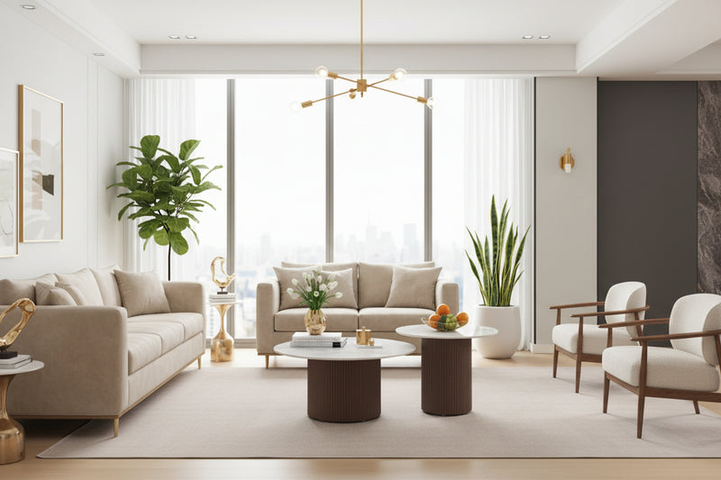 Rothwell — Table basse duo en céramique marbre blanc