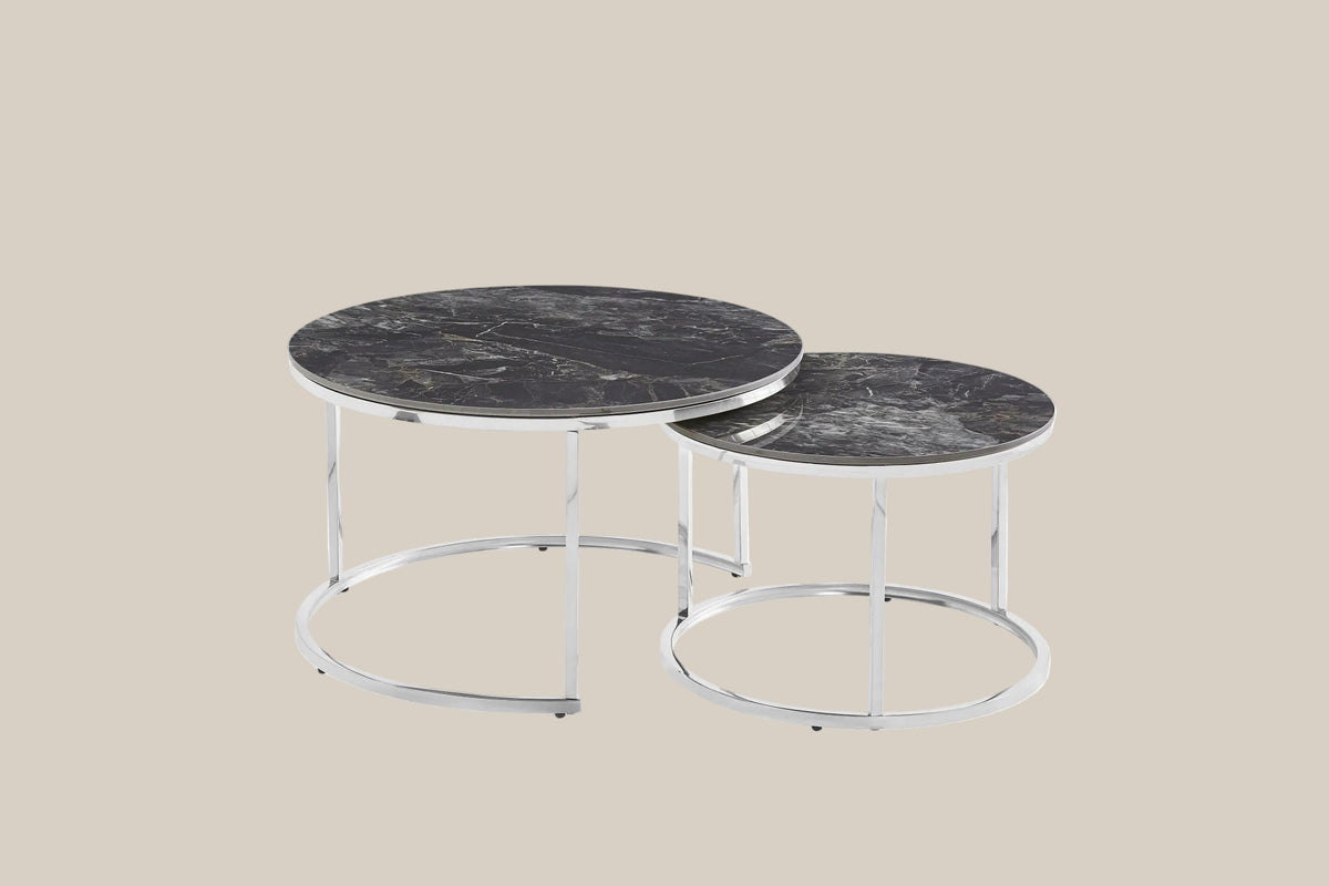 Dashwood — Table basse gigogne en céramique noir geai — vue 1