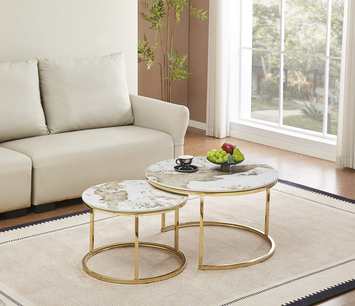 Thornton — Table basse gigogne en céramique brune — vue 2