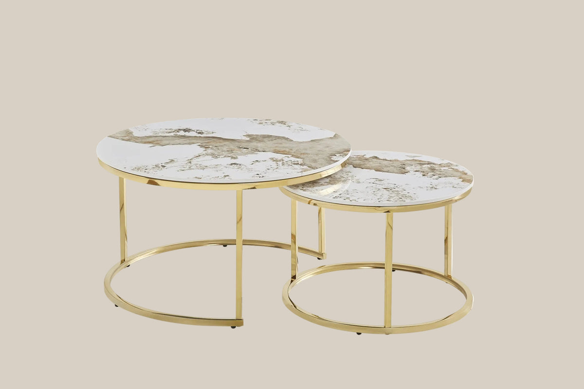 Thornton — Table basse gigogne en céramique brune — vue 1
