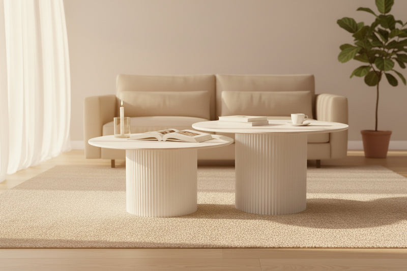 Bexley — Table basse en céramique marbre blanc