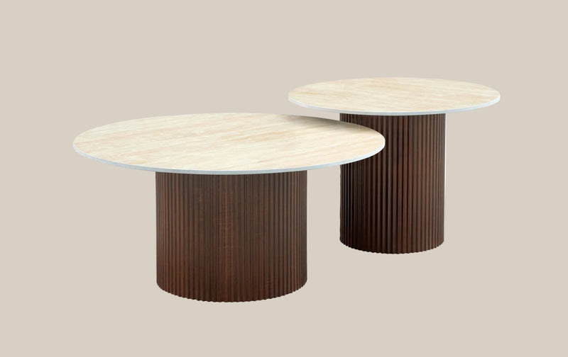 Elmhurst — Table basse en céramique travertin mat en situation