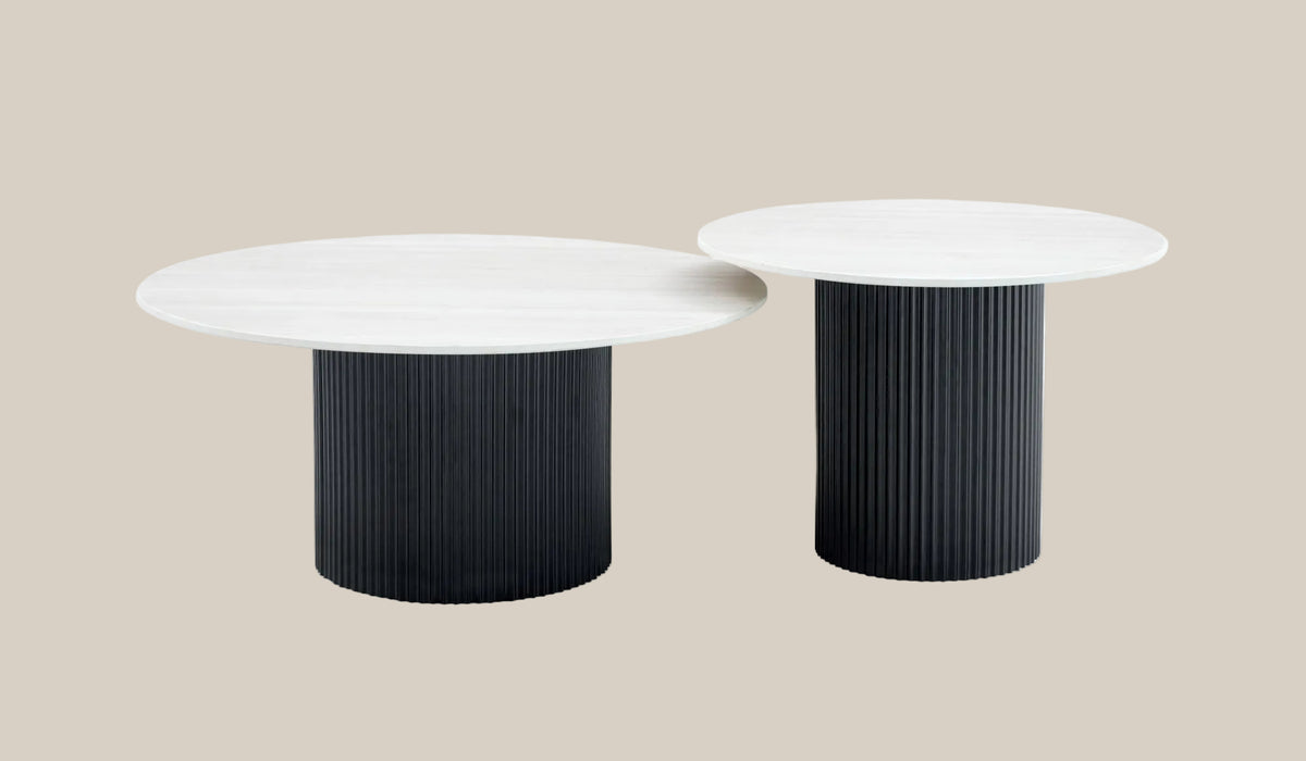 Kentmere — Table basse gigogne en céramique bois blanchi — vue 1