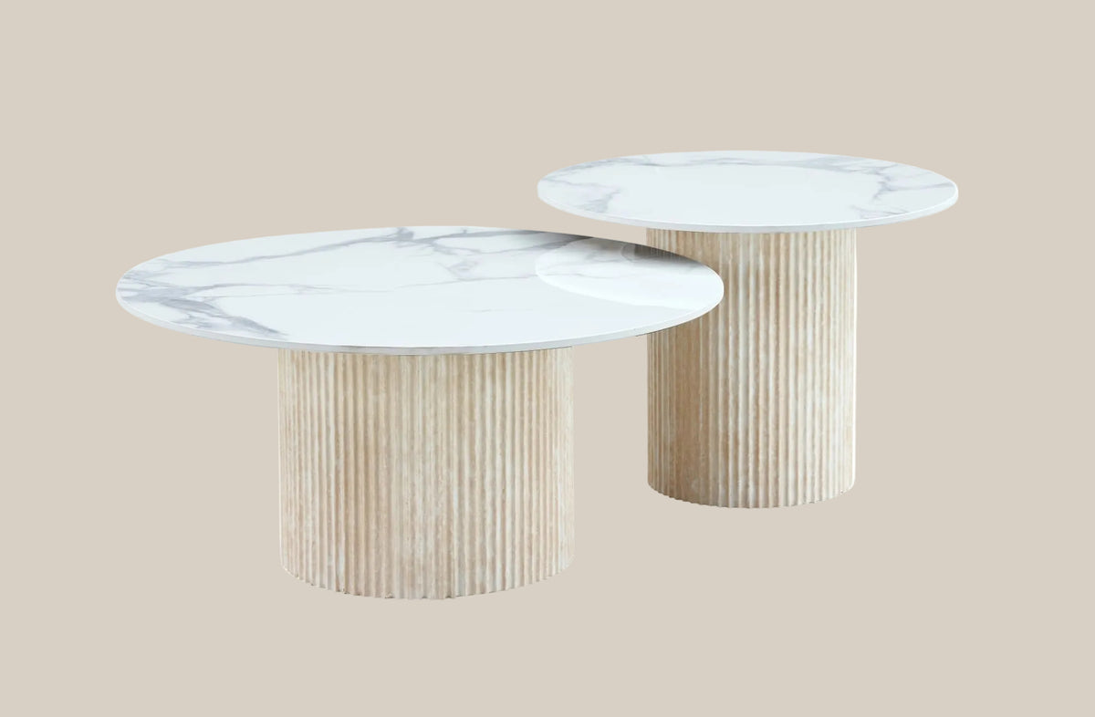 Wrenfield — Table basse en céramique marbre blanc — vue 1