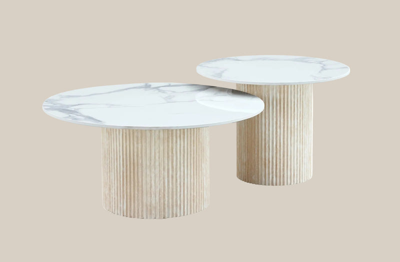Wrenfield — Table basse en céramique marbre blanc en situation
