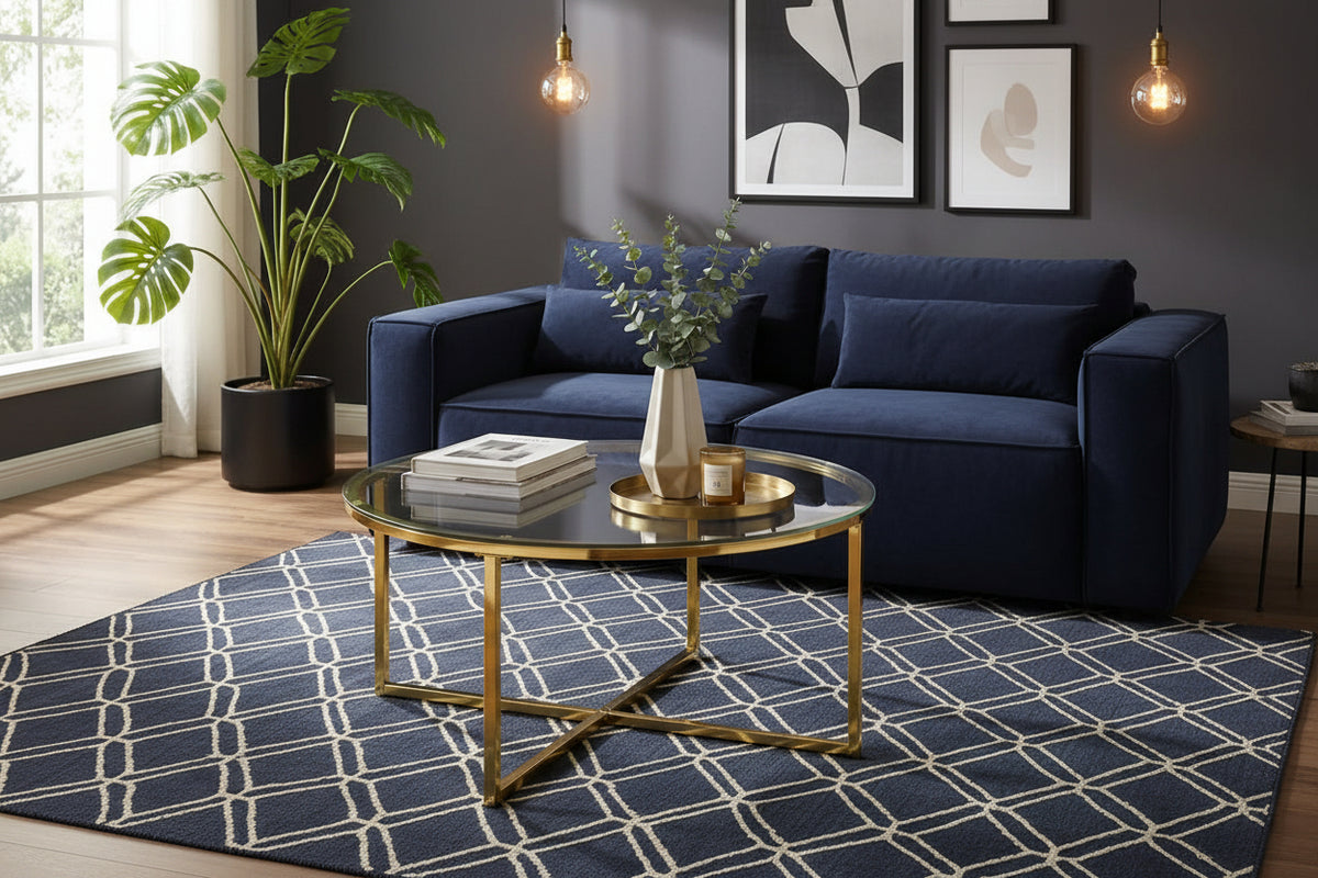 Quenby — Table basse en verre et doré — vue 2