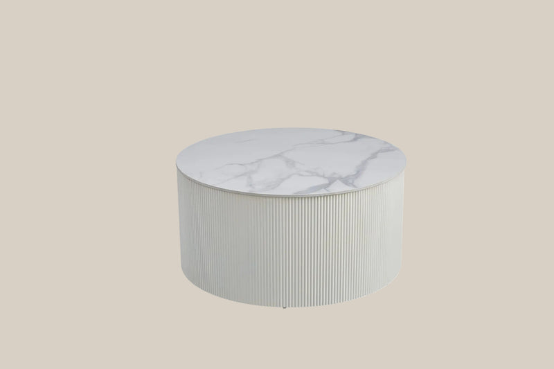 Merrow — Table basse en céramique marbre blanc en situation