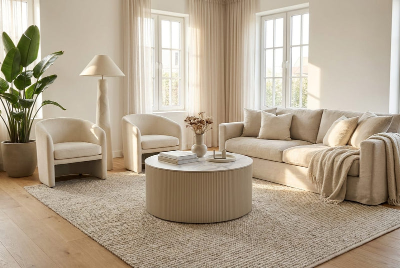 Merrow — Table basse en céramique marbre blanc