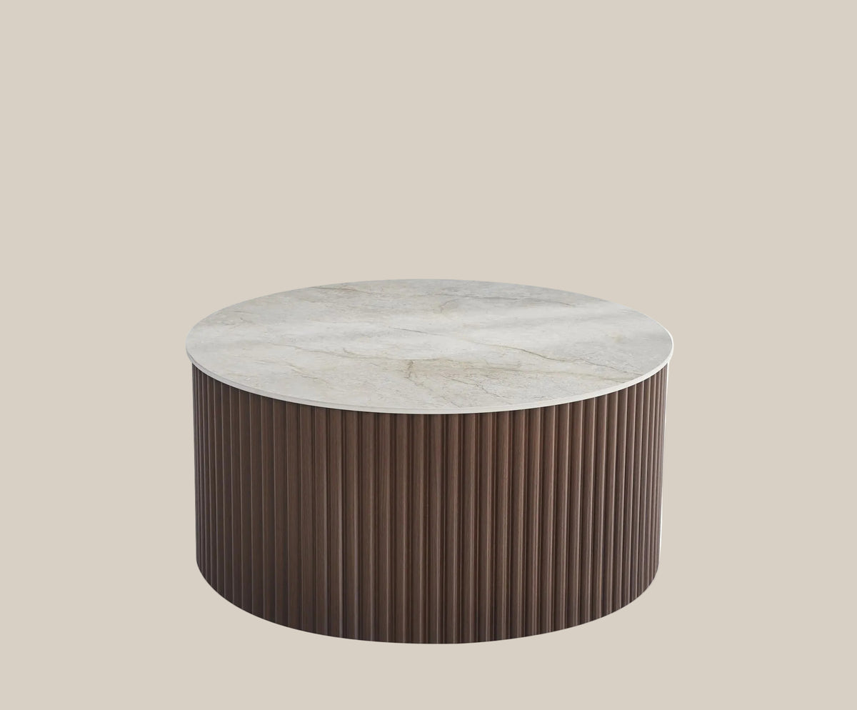 Marsden — Table basse ronde en céramique grise — vue 1
