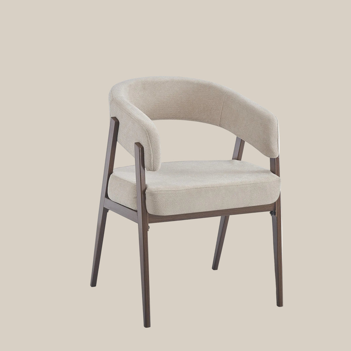 Brimley — Chaise en tissu Grain moka, piètement effet noyer — vue 2