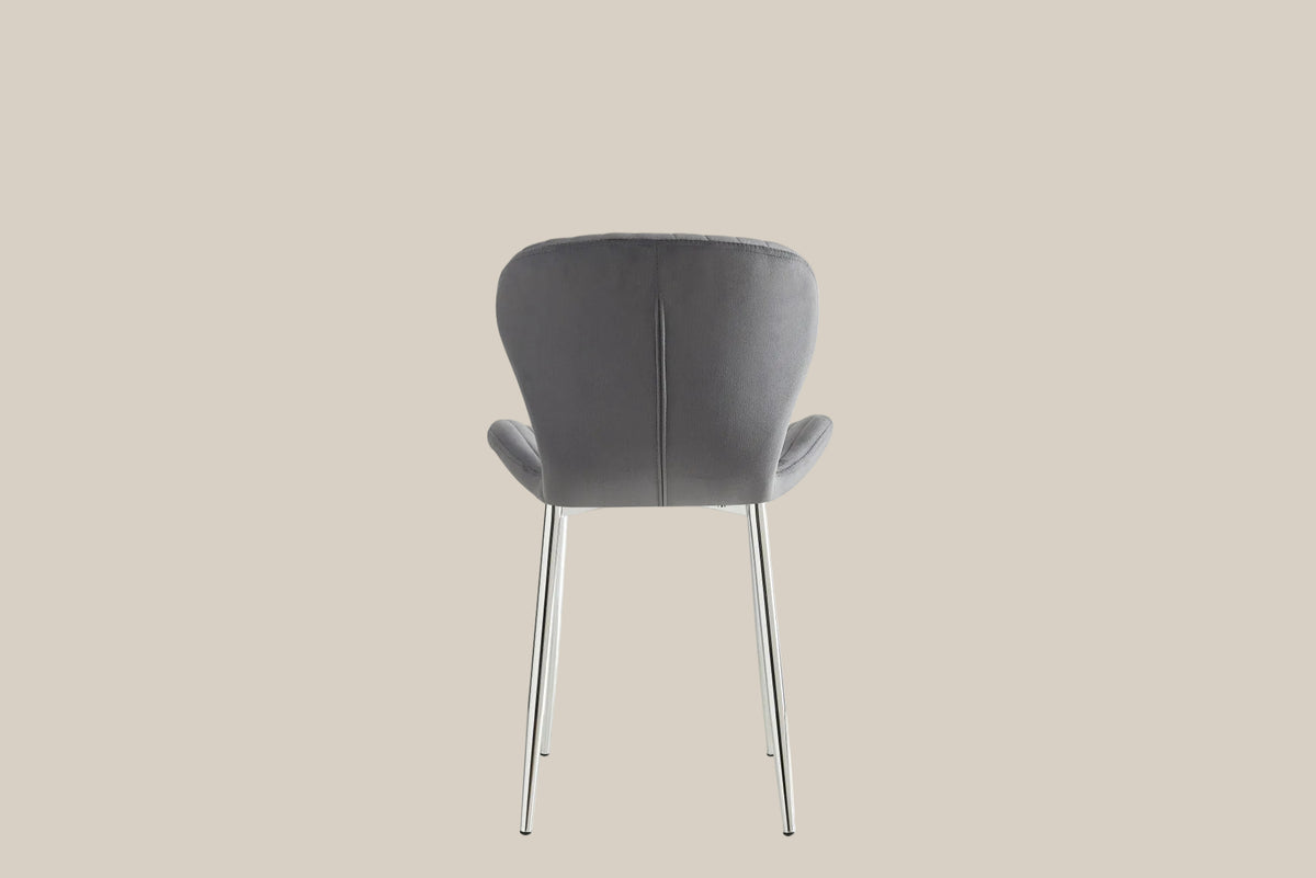 Yarrowby — Chaise en velours anthracite, piètement chrome — vue 3
