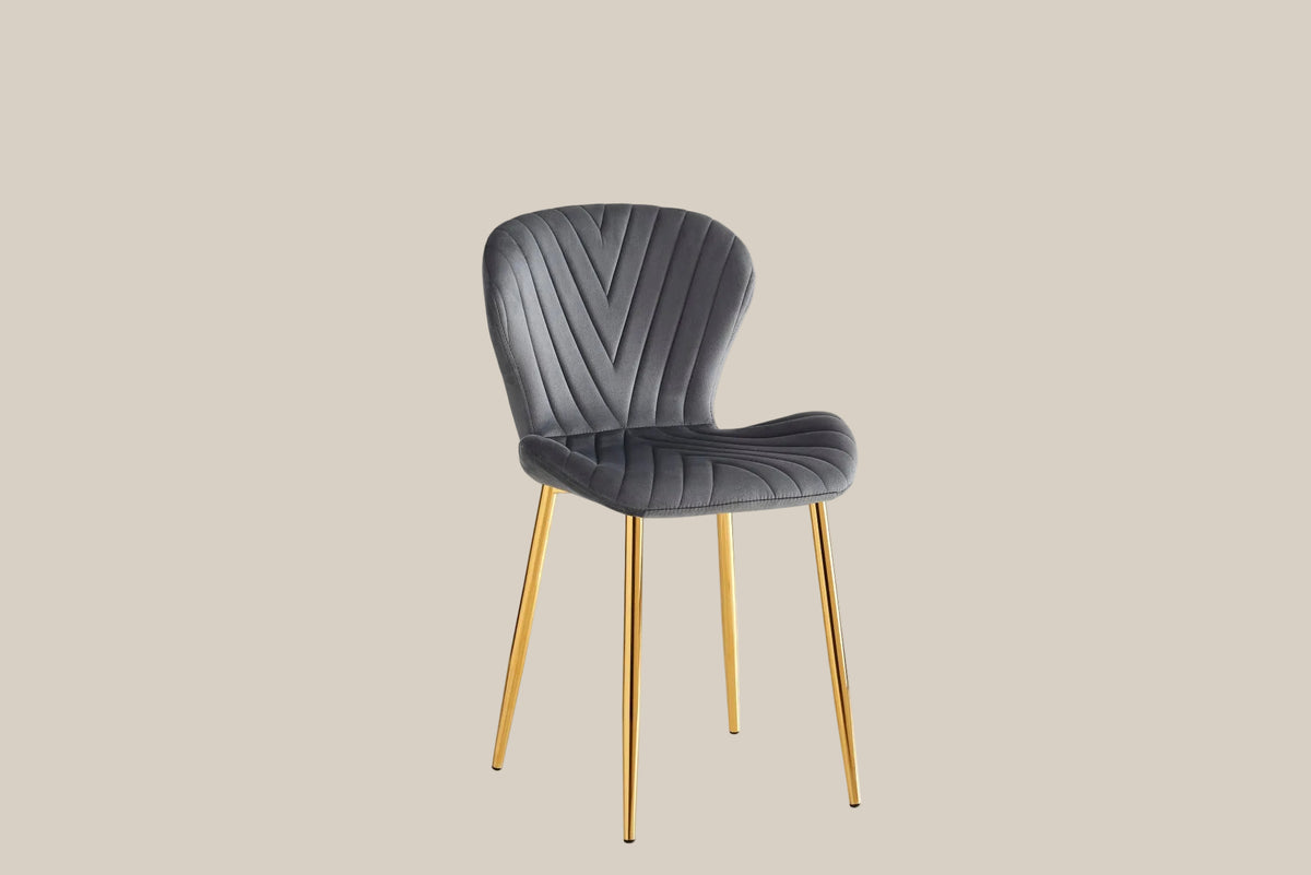 Everly — Chaise en velours anthracite, piètement doré — vue 2