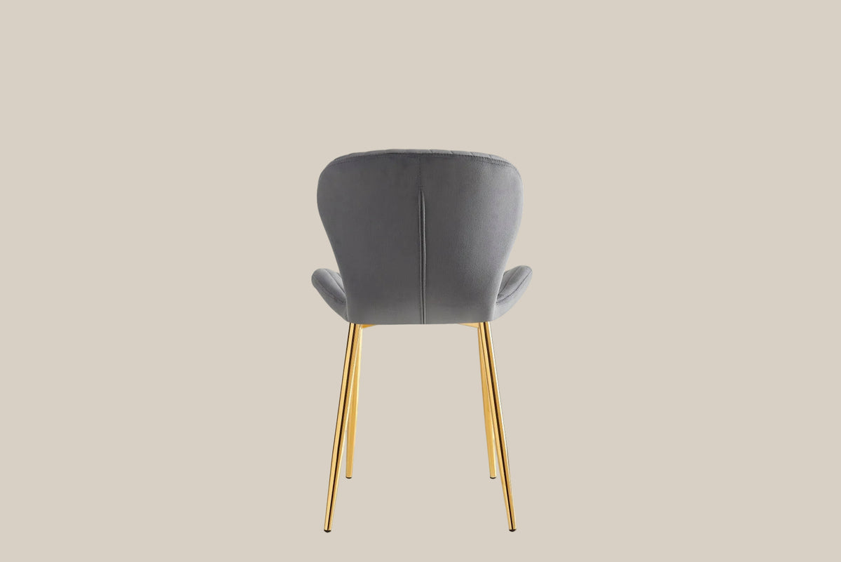 Everly — Chaise en velours anthracite, piètement doré — vue 4