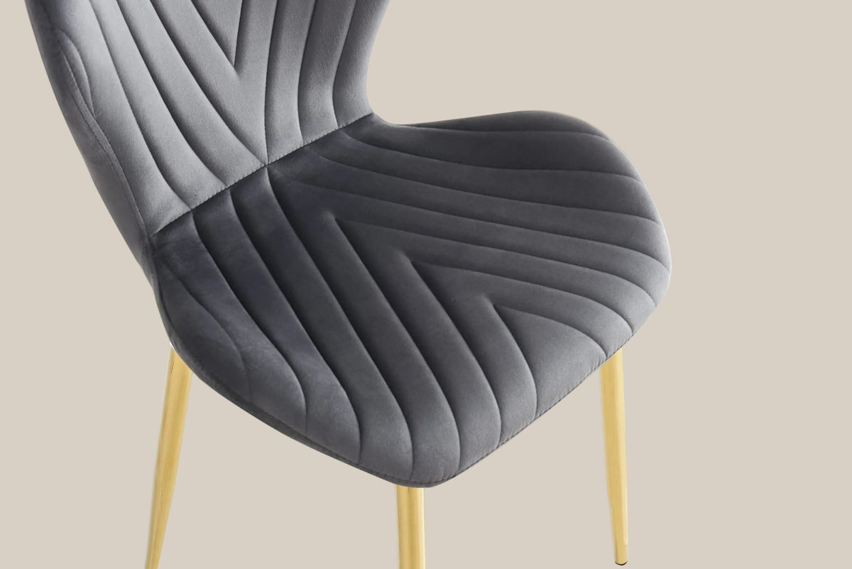 Everly — Chaise en velours anthracite, piètement doré — vue 3