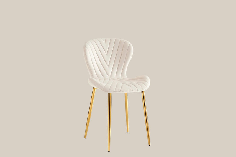 Everly — Chaise en velours beige, piètement doré