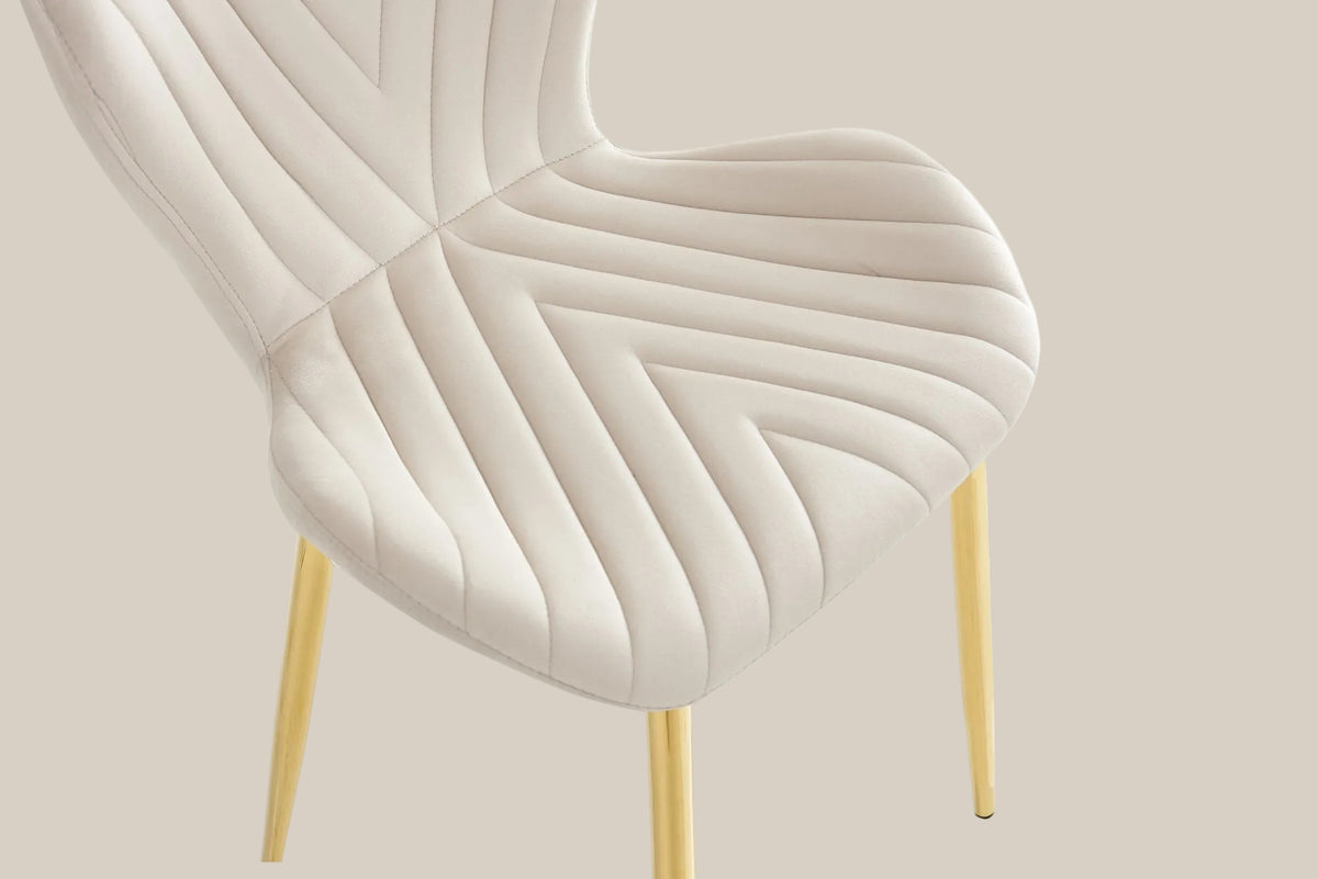 Everly — Chaise en velours beige, piètement doré — vue 4