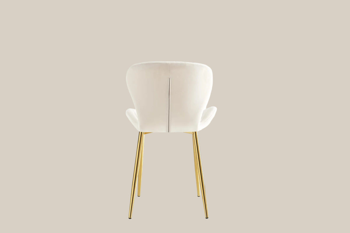 Everly — Chaise en velours beige, piètement doré — vue 3