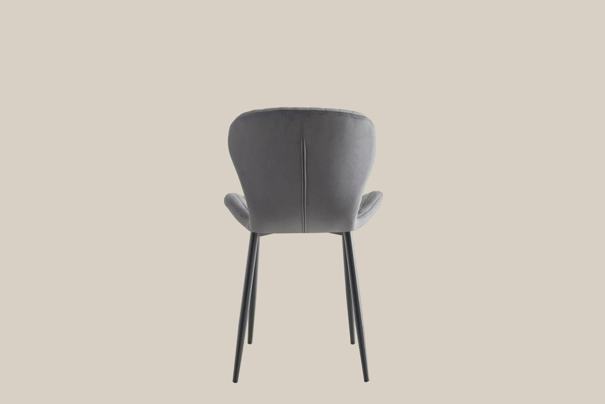 Everly — Chaise en velours anthracite, piètement métal noir — vue 3