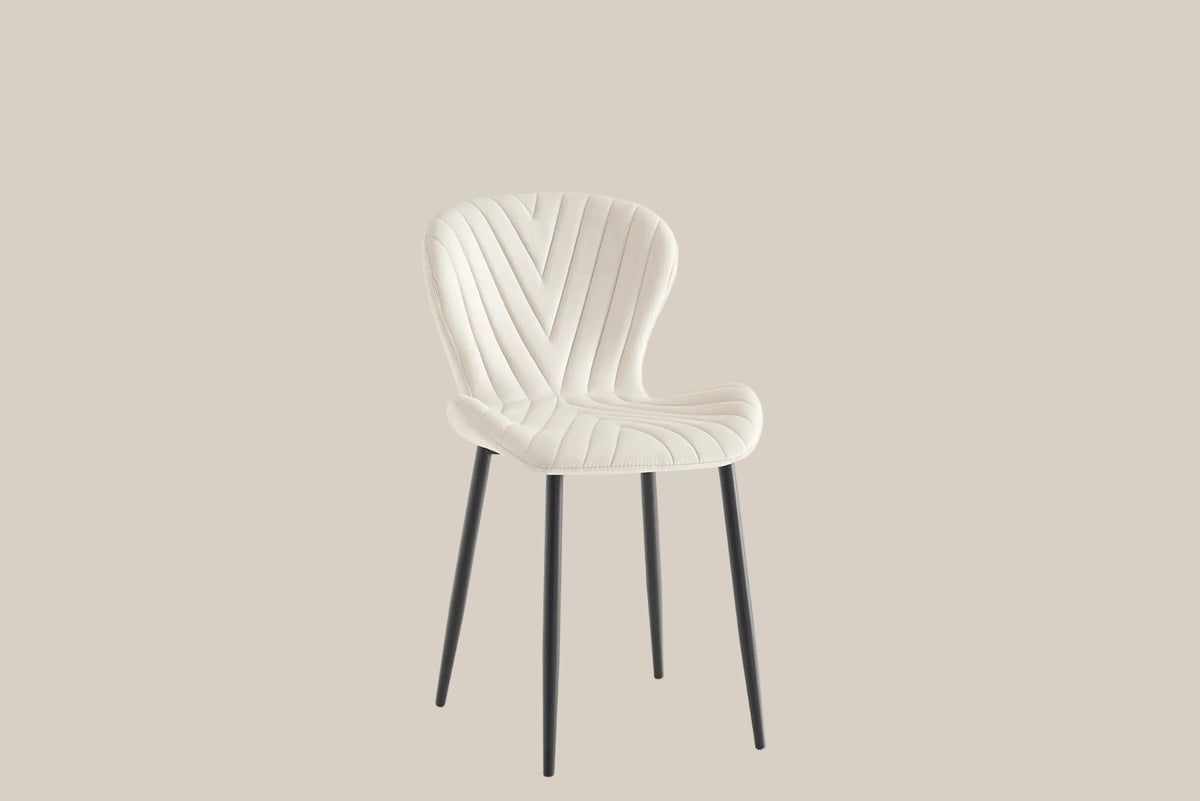 Everly — Chaise en velours beige, piètement métal noir — vue 2
