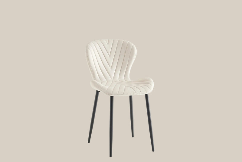 Everly — Chaise en velours beige, piètement métal noir