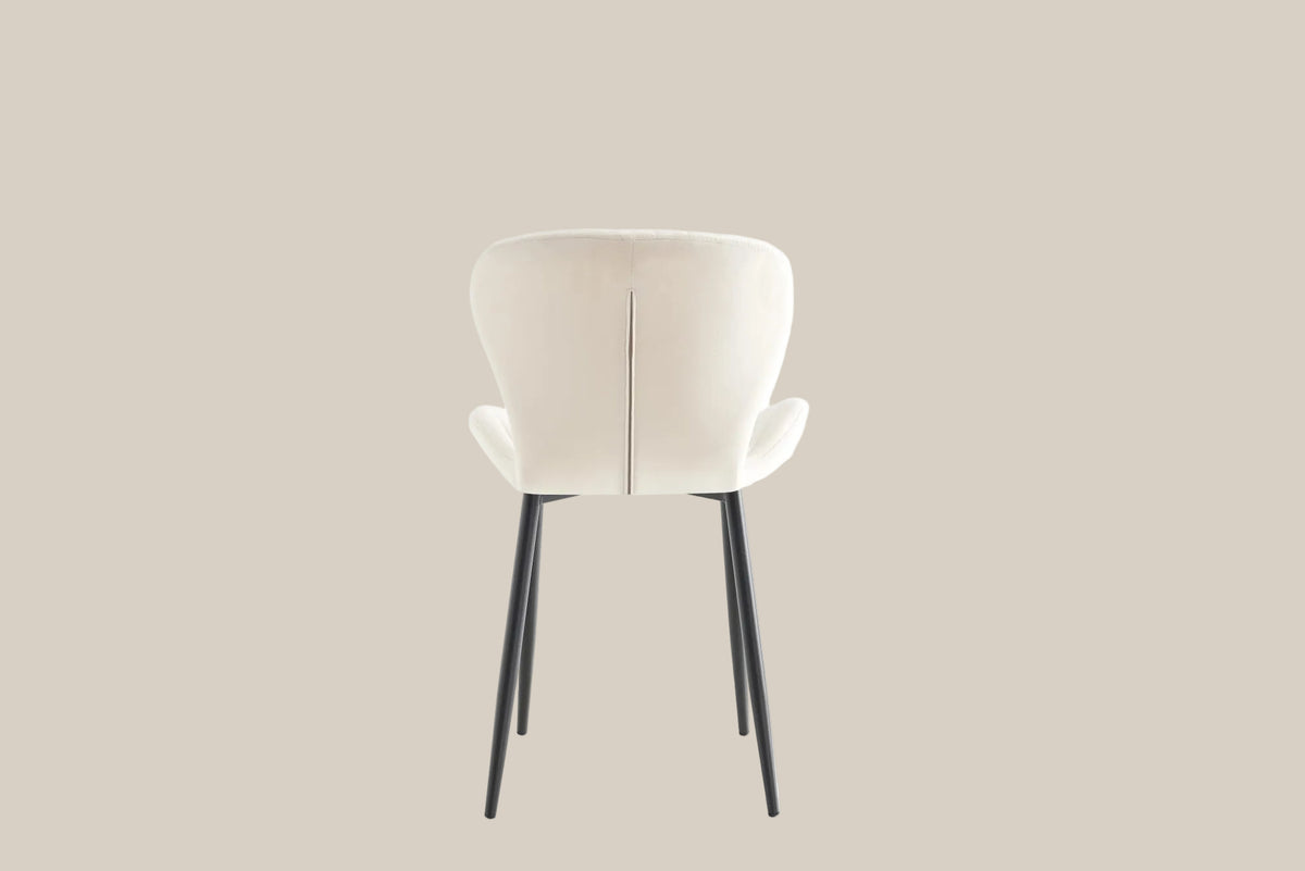 Everly — Chaise en velours beige, piètement métal noir — vue 3
