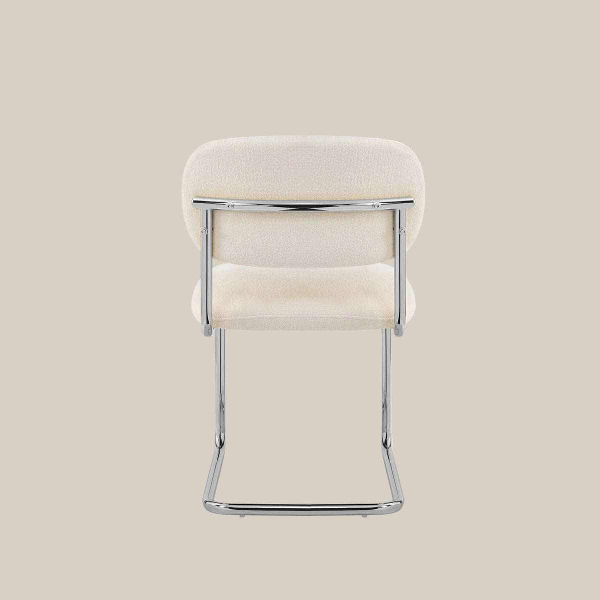 Elmore — Chaise en tissu Marbella beige, piètement chromé — vue 3