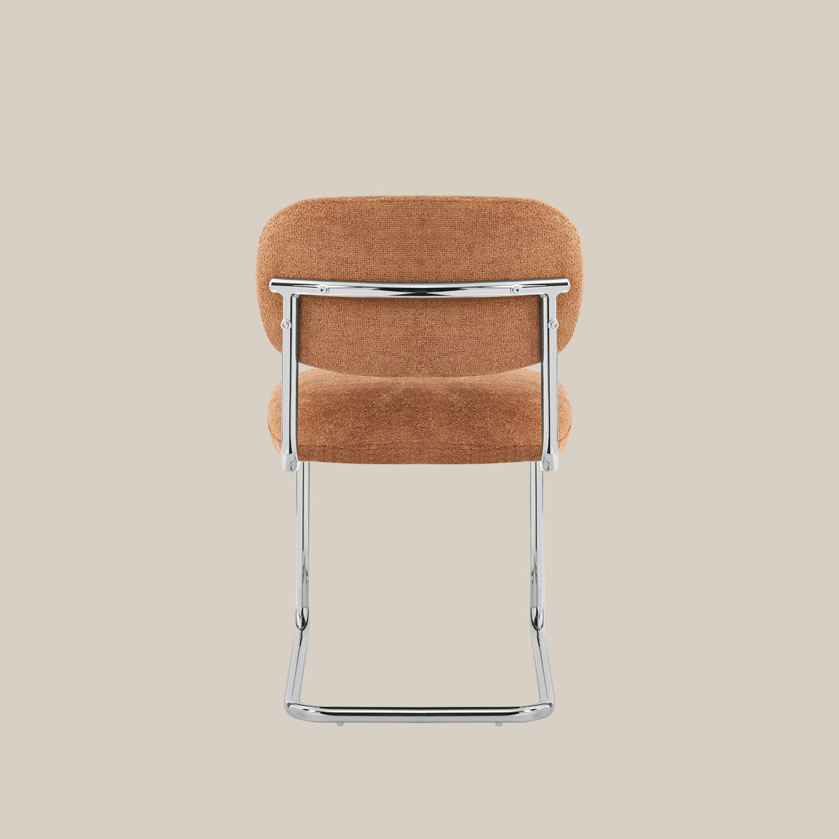 Elmore — Chaise en tissu Marbella terracotta, piètement chromé — vue 3
