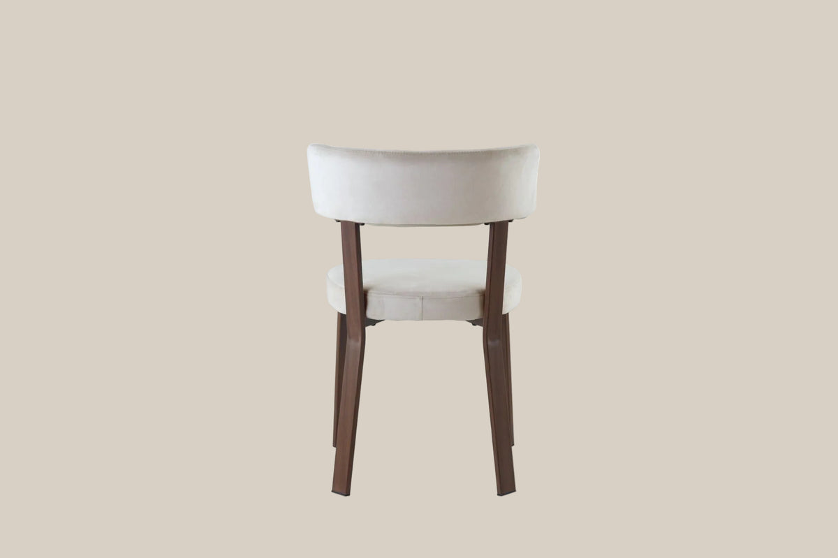 Thornby — Chaise en velours beige, piètement effet noyer — vue 3