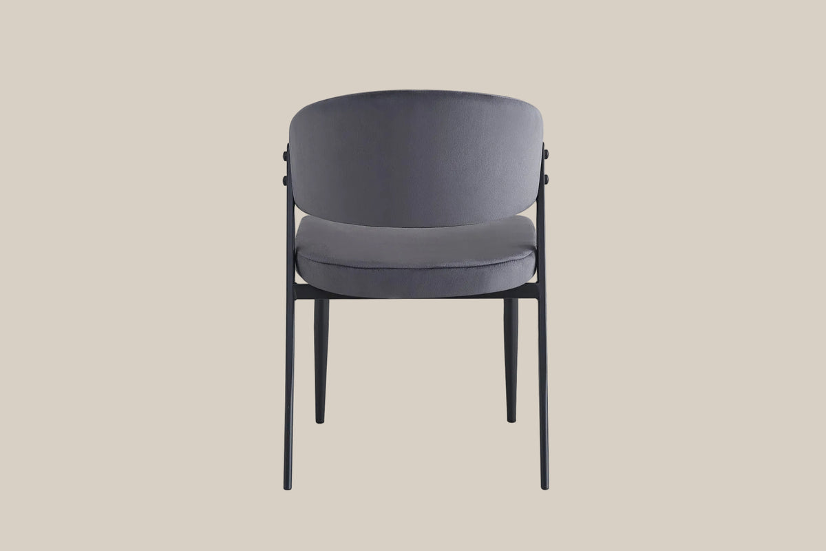 Ashford — Chaise en velours anthracite, piètement métal noir — vue 3