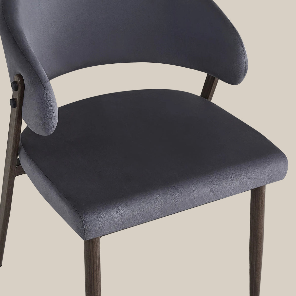 Ashford — Chaise en velours anthracite, piètement effet noyer — vue 3