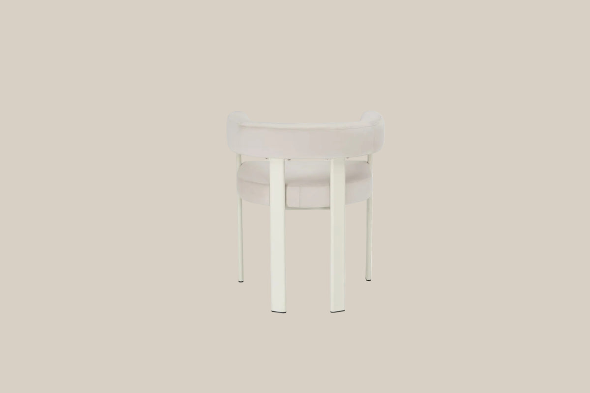 Linton — Chaise en velours beige, piètement métal beige — vue 3