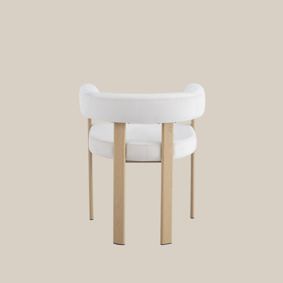 Linton — Chaise en velours beige, piètement effet chêne — vue 3