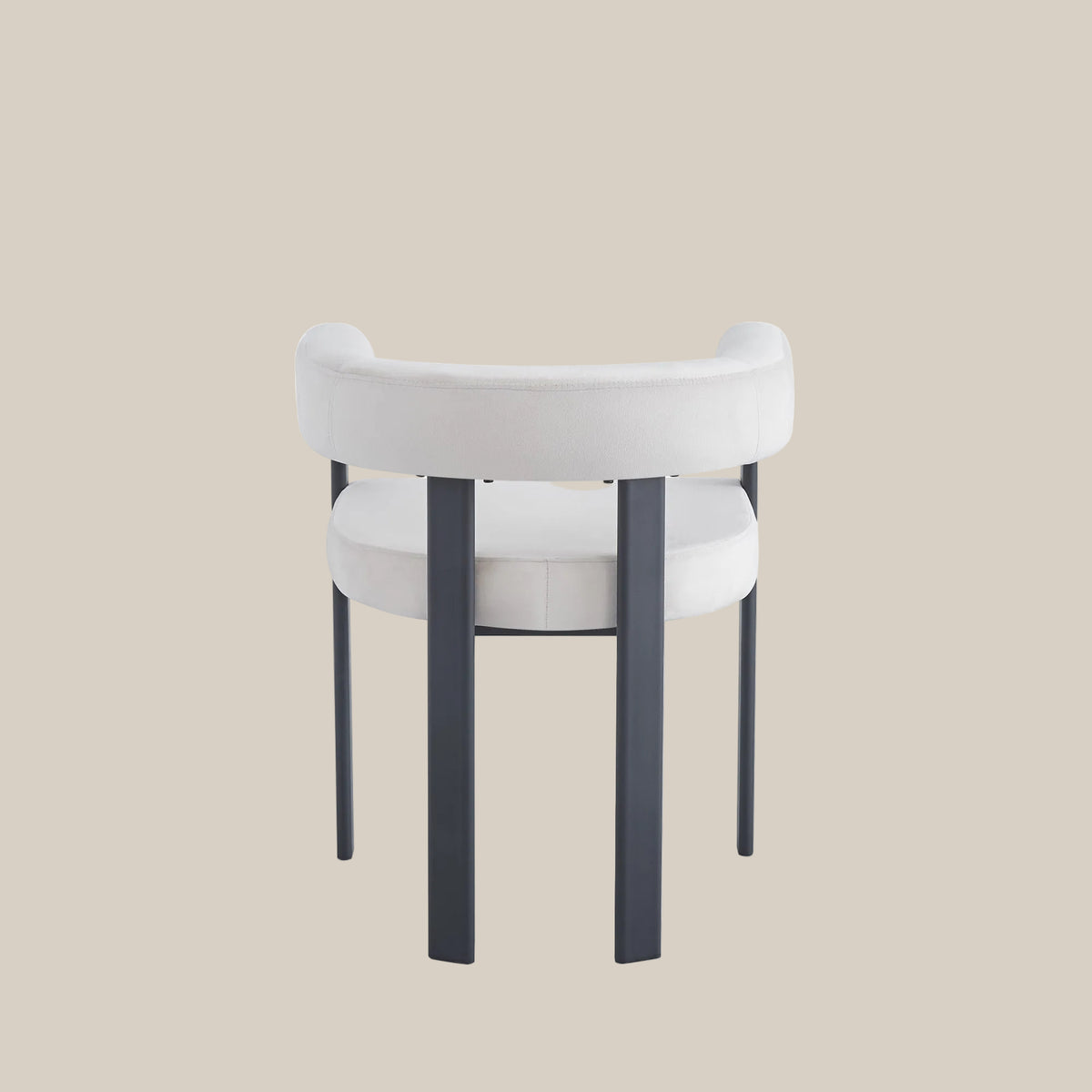 Linton — Chaise en velours beige, piètement métal noir — vue 3