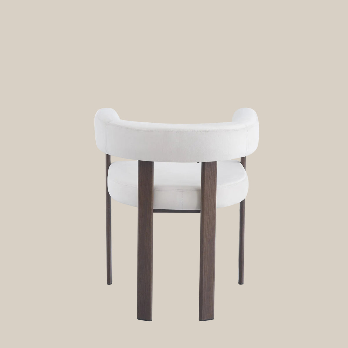 Linton — Chaise en velours beige, piètement effet noyer — vue 3