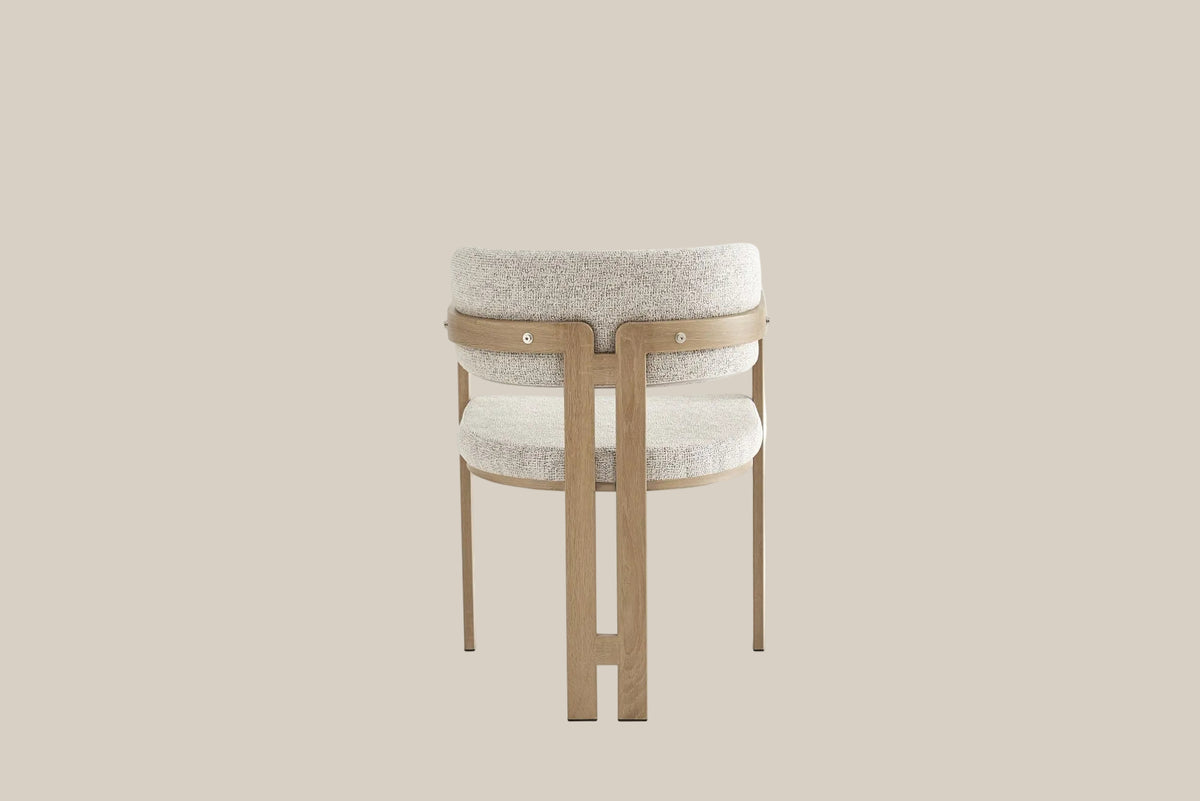 Preston — Chaise en tweed cappuccino, piètement effet chêne griffé — vue 3