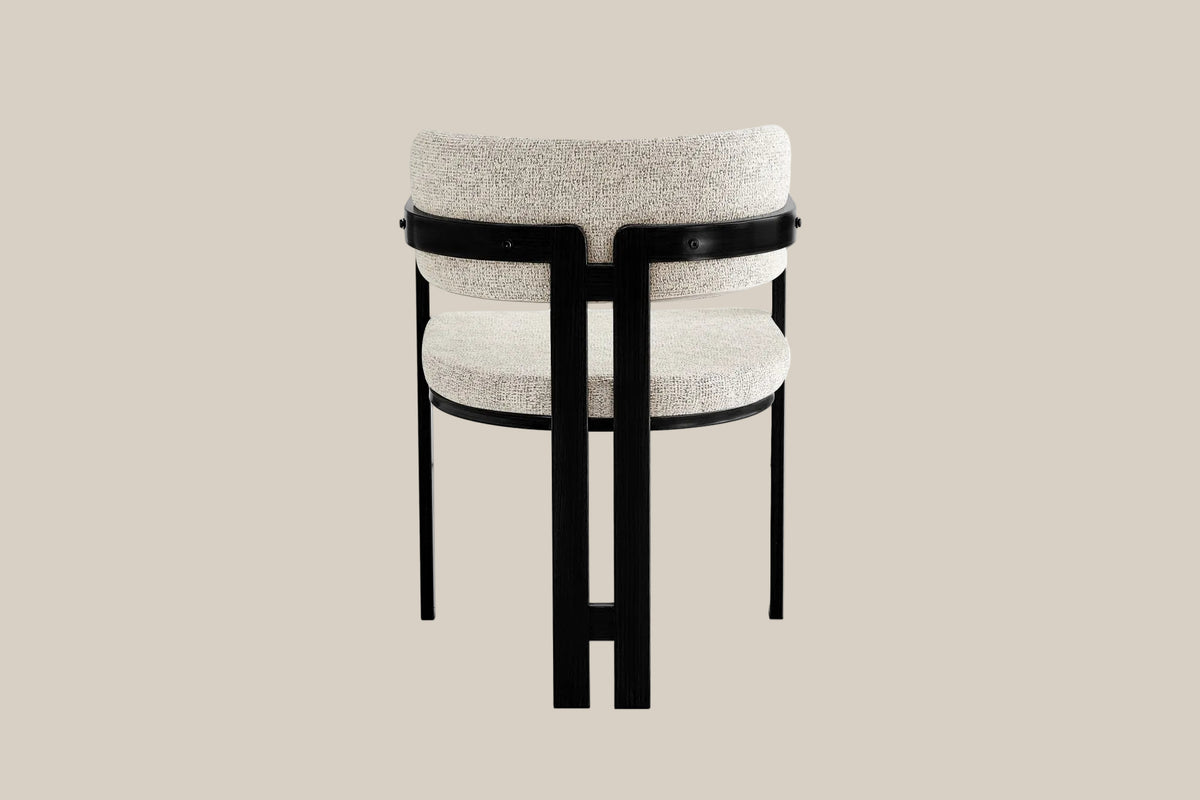 Preston — Chaise en tweed cappuccino, piètement métal noir — vue 3