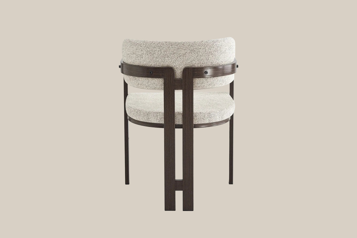 Preston — Chaise en tweed cappuccino, piètement effet noyer — vue 3