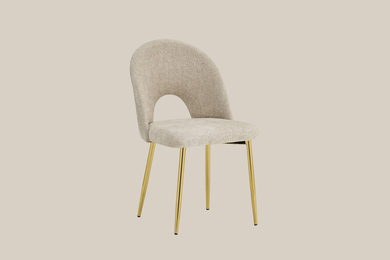 Netherby — Chaise en tissu marbella marron glacé, piètement gold