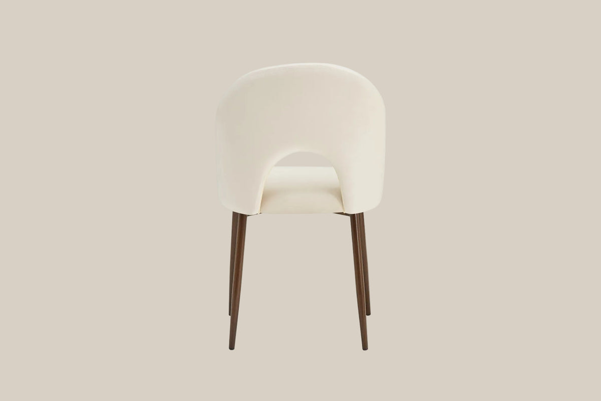Netherby — Chaise en velours beige, piètement effet noyer — vue 3